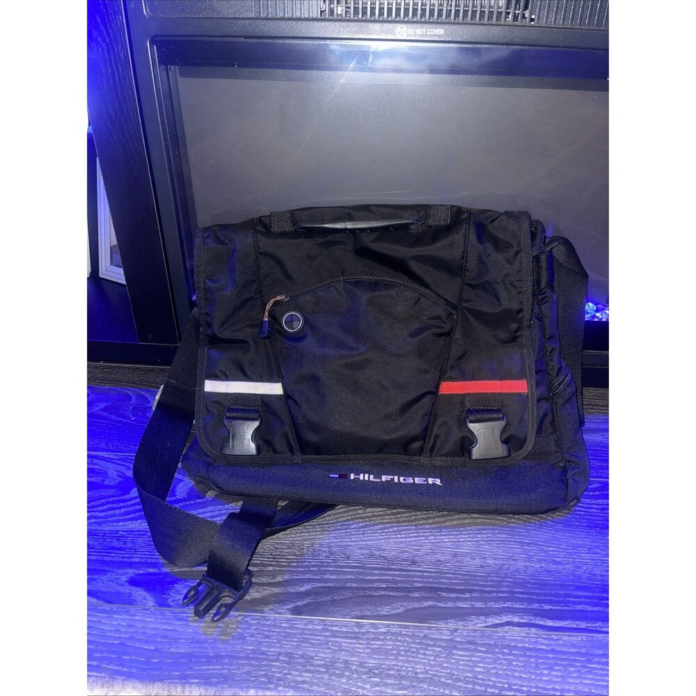 Tommy Hilfiger Laptop Messenger Tote canvas bag -  Black